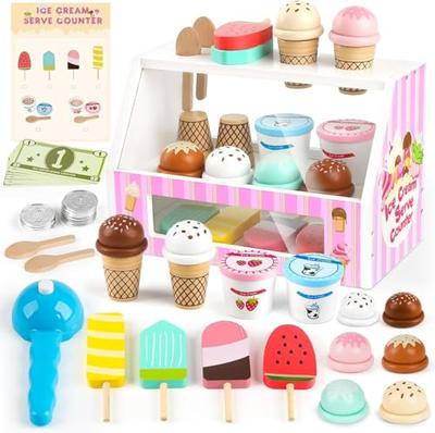 Ice Cream Shop Play Set, Montessori Toy, Educational Toy for Girls, Ages 3, 4, 5, 6, 7, Christmas Gift