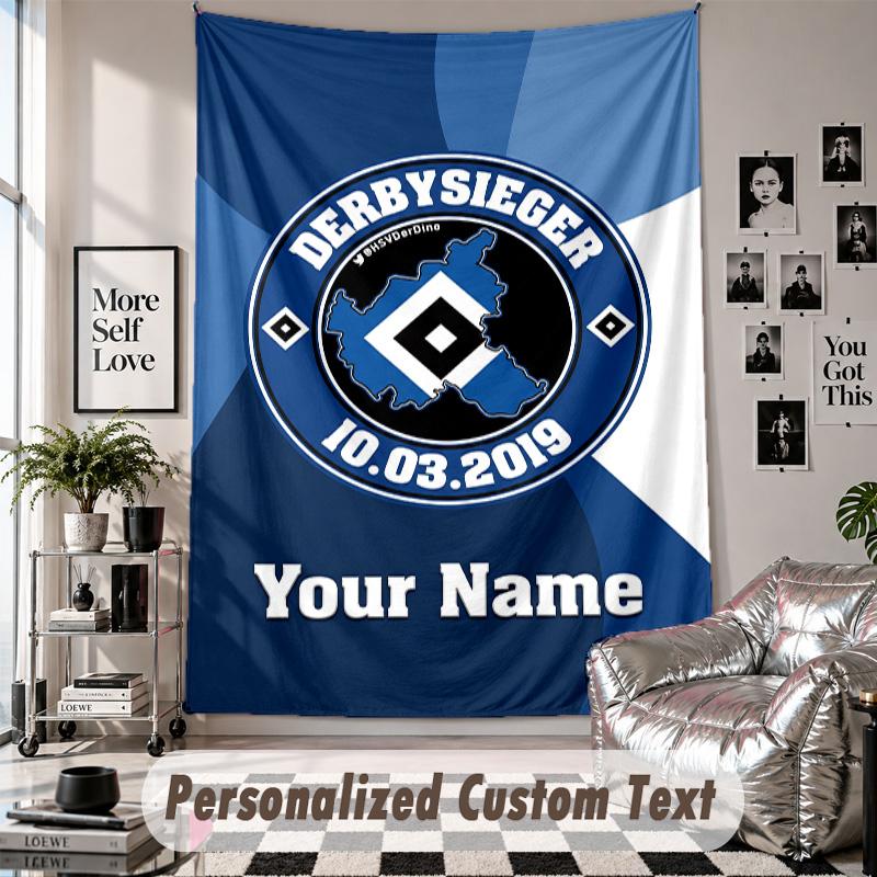 Wall Hanging Tapestry With Custom Name & Text, Hamburger SV Decorative Tapestry For Bedroom