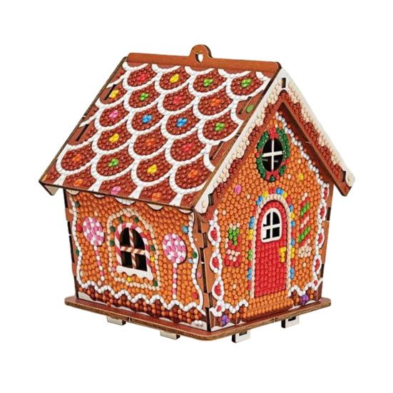 DIY Lebkuchenhaus Strass Malset Weihnachten 3D Strass Kunst Puzzle Hängeornament für Anfänger und Erwachsene Feiertagsdekoration