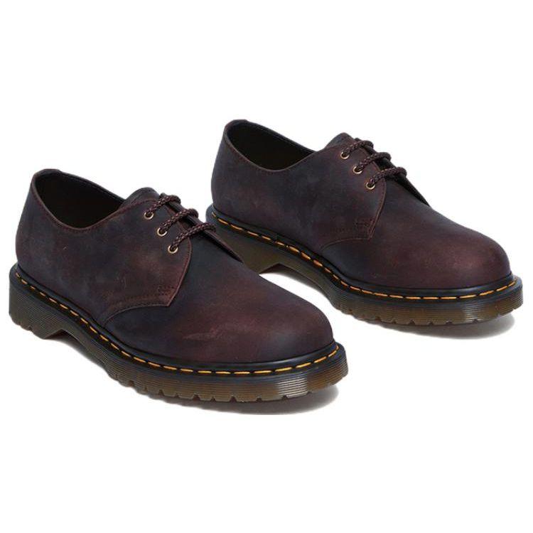 Dr. Martens Leather Comfortable Low-Top Casual Shoes Unisex Casual Shoes Red Brown 30681294