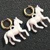 Exaggerated Sculpted Horse Pendant Earrings Stainless Steel Design Stereoscopic Ear Jewelry For Fashion Accessories