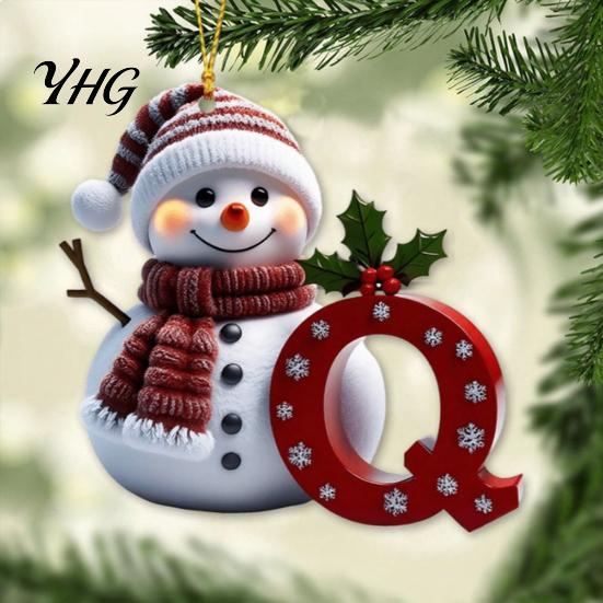 Acrylic Holiday Keepsake Gifts 2D Snowman Christmas Ornaments, Personalized Letter Ornaments for Tree, Unique Souvenirs Initial Ornament, Ornament DIY