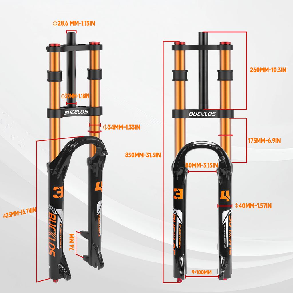 26 27.5 29 Zoll 34mm Bucklos Mountainbike Federgabel Schnellspanner Doppelschulter Innenrohr 175mm Federweg 9mm QR Ausfallende