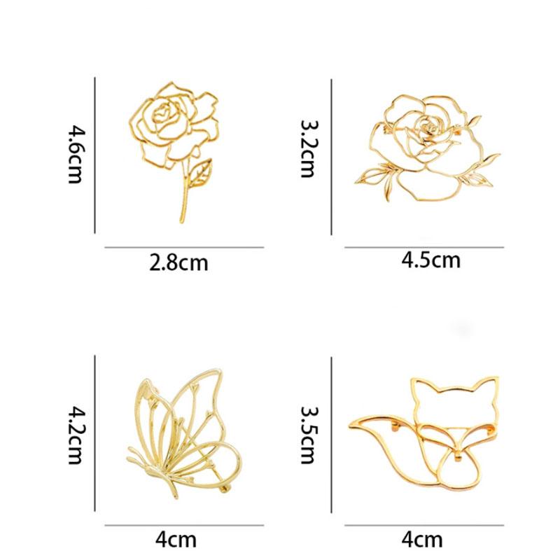 Intricate Cutout Metal Rose Brooch Pin - Vintage Floral Alloy Blouse Coat Clip for Women, Sophisticated Blossom Lapel Accessory