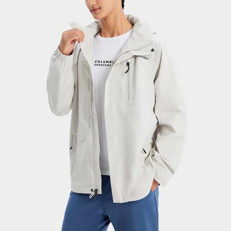 Columbia Travel Camping Leisure Solid Color Logo Soft Shell Outdoor Hiking Waterproof Warm Jacket Men Jacket Beige XE2587-278
