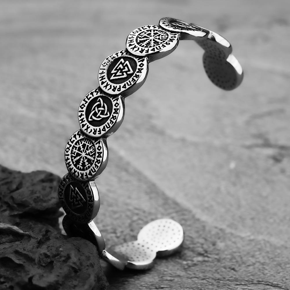 

Viking Lucky Rune Bracelet Stainless Steel Men s Jewelry Hip Hop Accessory Unisex Gift