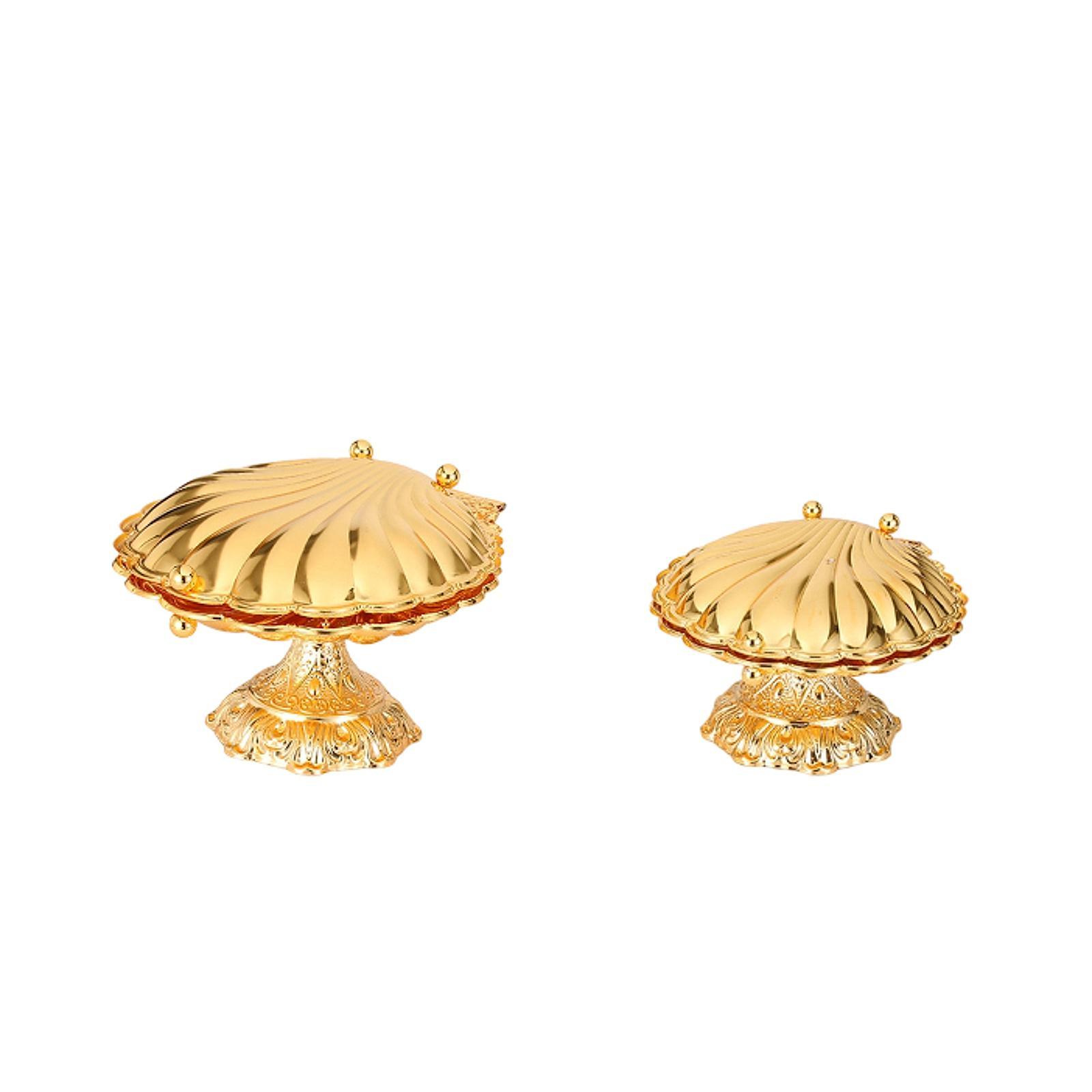 Seashell Fruit Bowl Ornament Fruit Dessert Plate Stylish Gold Bread Tray for Living Room Party Wedding Kitchen Counter Farmhouse 20cmx23cmx13cm