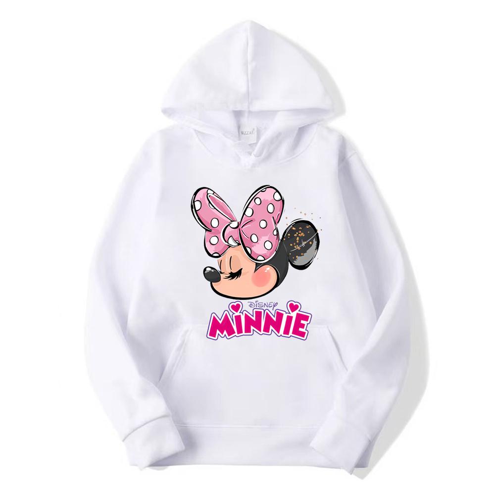 2024 New Disney Minnie Mouse Cartoon Anime Women Pullover Tops Spring Autumn Lady Casual Sweatshirt Pink Couple Hoodie Clothes