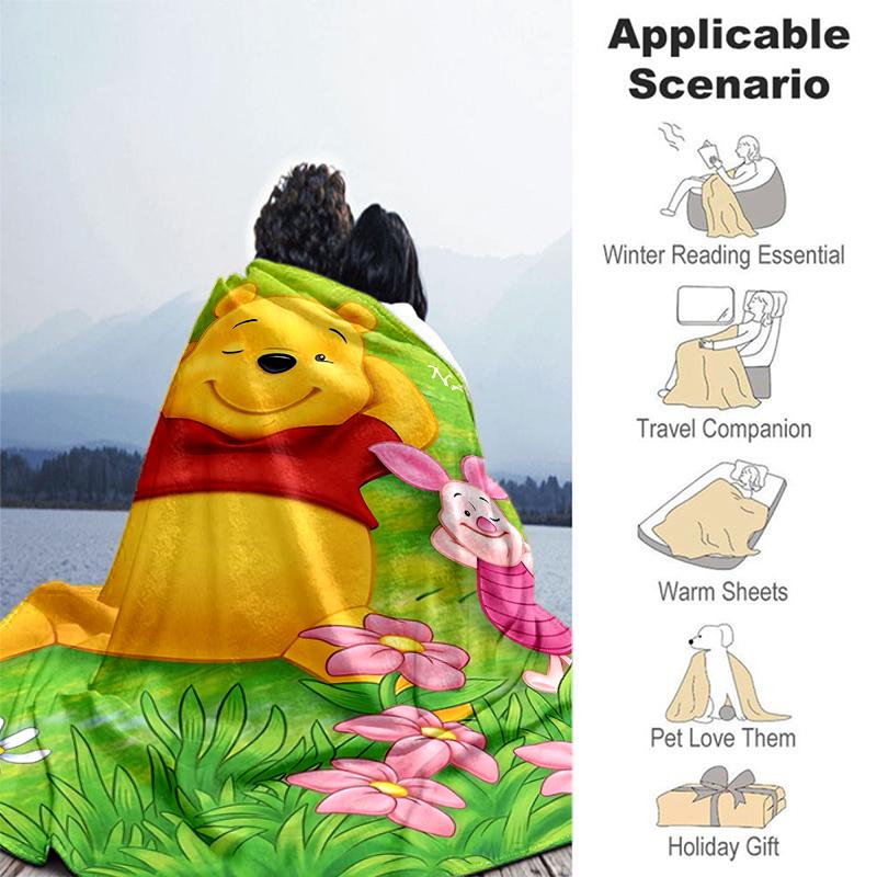 Customiz Name Personality Winnie the Pooh Blanket Soft &Warm Sofa Office Bed Travel Lunch Break Blanket, Gift Suitable All Seasons