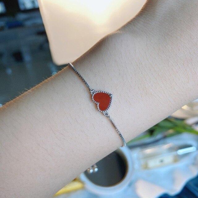 

Роскошные благородные браслеты из стерлингового серебра 925 пробы для женщин, регулируемый браслет из красного агата, подарок на день Святого Валентина