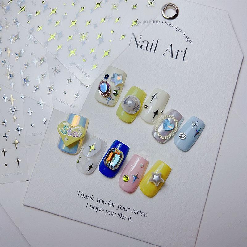 New 3d Star Nail Sticker Metal Mini Star Nail Ribbon Sticker High Quality Exquisite Nail Stickers Self-adhesive ZJT16
