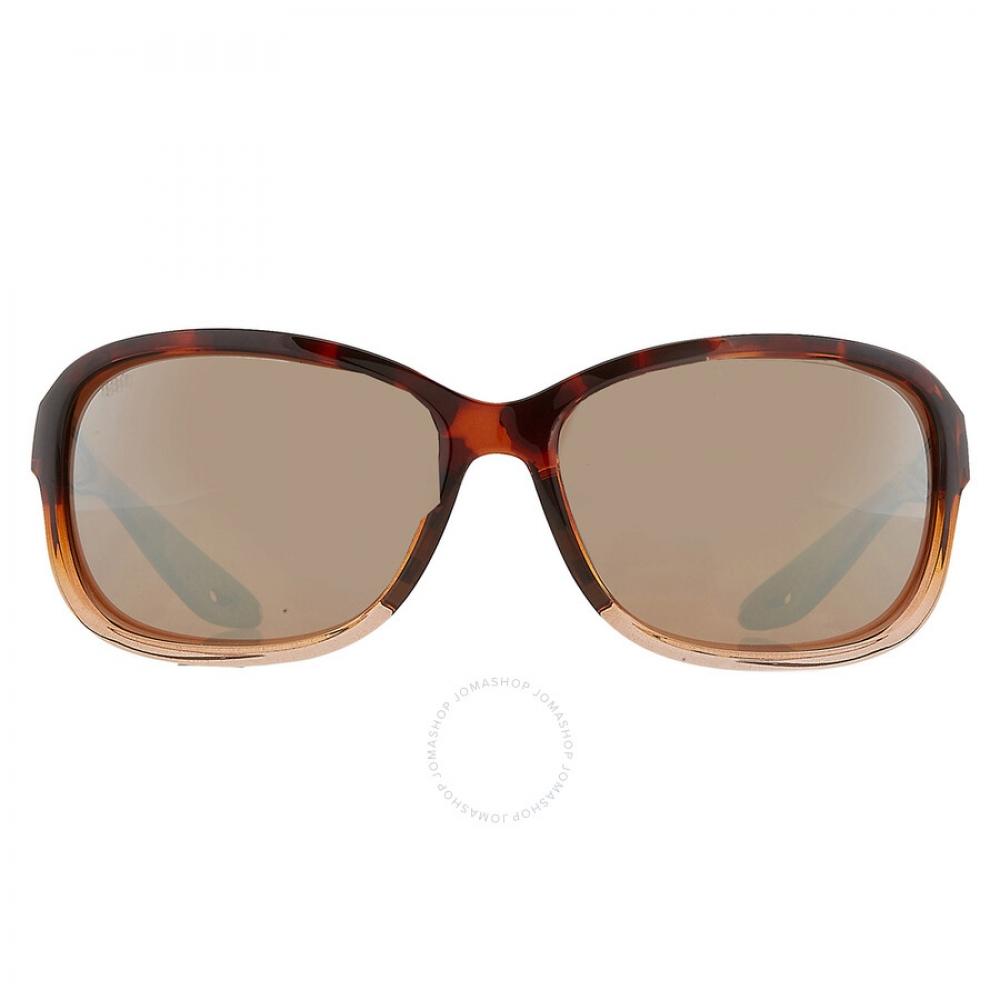 

Costa Del Mar Seadrift Copper Silver Mirror Polarized Glass Rectangular Ladies sunGlasses 6s9114 911403 60