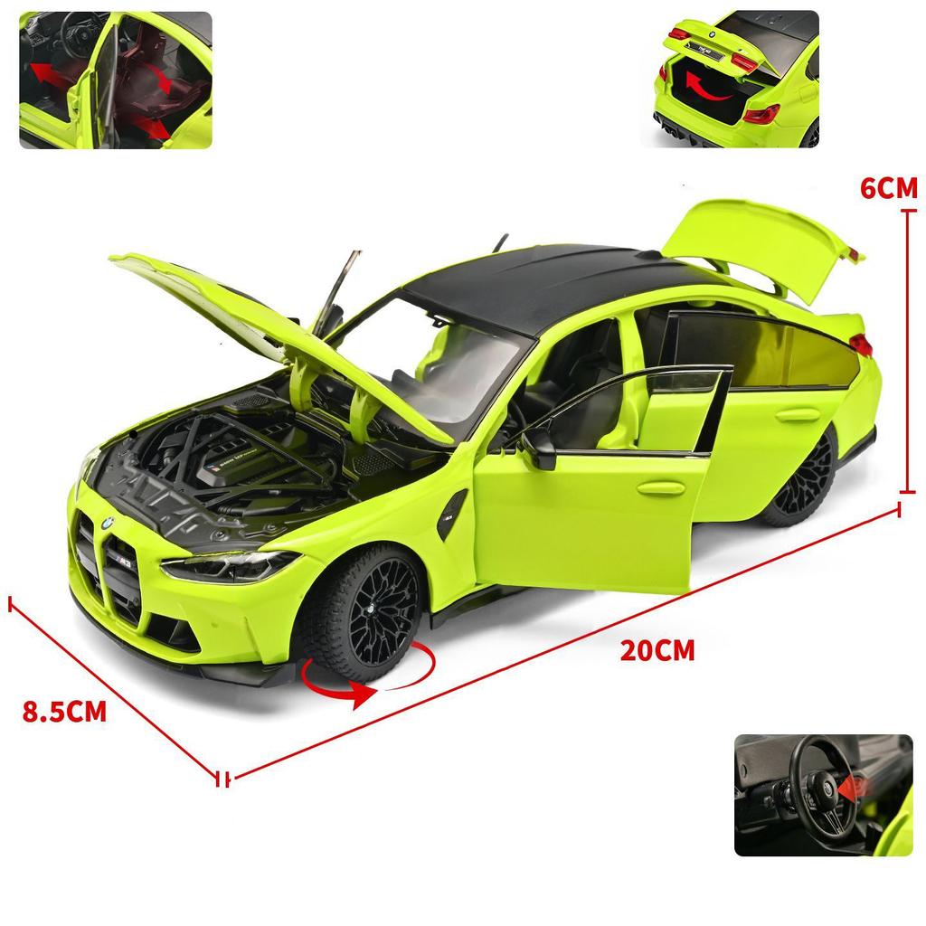 1:24 BMW M3 CS LCI G80 Mpower Supercar Alloy Model Car Toy Diecasts Metal Casting Sound and Light Car Toys For Children Vehicle