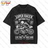 Super Racer Vintage Motorcycle Vintage Oversized T-Shirt N1BF