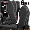Semelles intérieures déodorantes au charbon de bambou, 6 pièces, maille respirante, absorbe la sueur, coussinets de chaussures pour hommes, chaussures de course, de sport, insérer une semelle intérieure déodorante