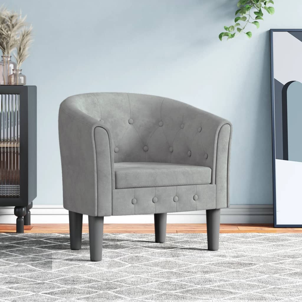 Club Chair Light Grey Velvet