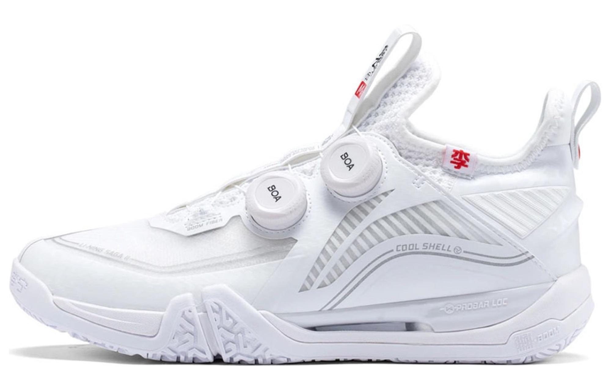 Herren Sneaker Li-Ning Li Ning Saga MAX Niedrig geschnitten Badminton Schuhe Unisex Weiß 43.5
