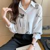 Spring Women's Shirt Long Sleeved Rose Printed Western-style Oversized Chiffon Shirt Long Sleeved Top