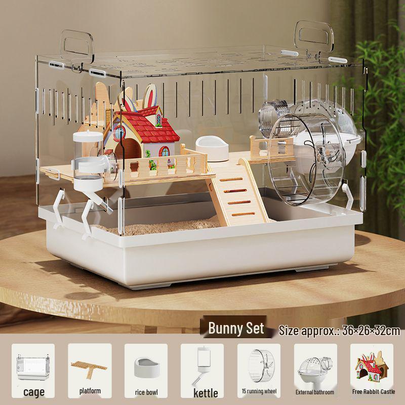 Роскошная золотая акриловая клетка-вилла для хомяка  Золотой Медведь  - Просторный и прозрачный ящик для разведения