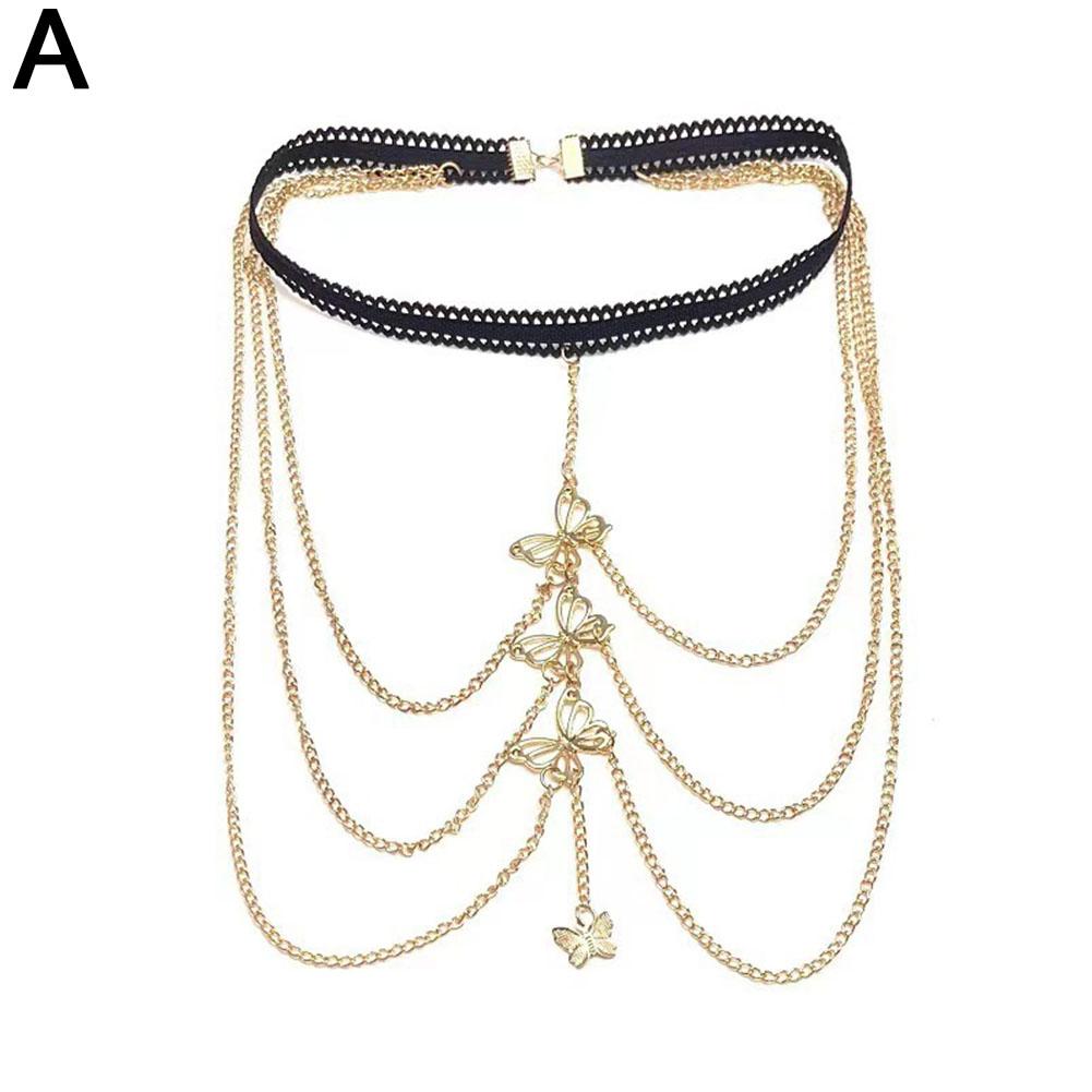 Multi-layered Butterfly Tassel Leg Chain Fashion Versatile Body Accessories Chain Jewelry Craft V4A9