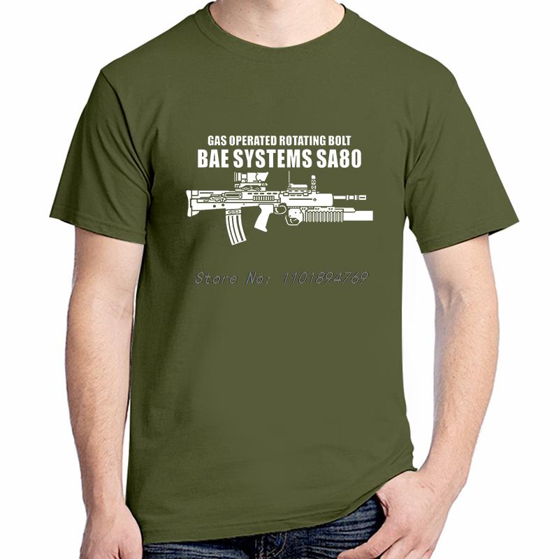 Fashion Graphic T Shirts Bae System Sa80 Breathable Printing T Shirt Summer Cotton Oneck Short Sleeve Tshirts Unisexs Tshirt