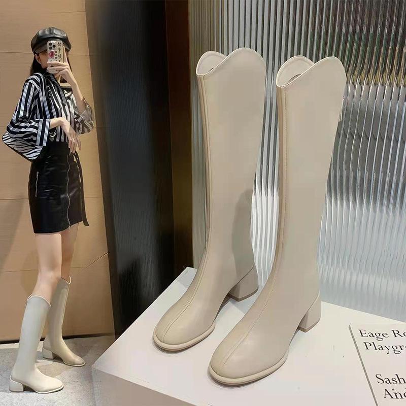 

Осень и зима новые рыцарские сапоги задняя молния толстый каблук модные сапоги удобные и трендовые женские сапоги 40