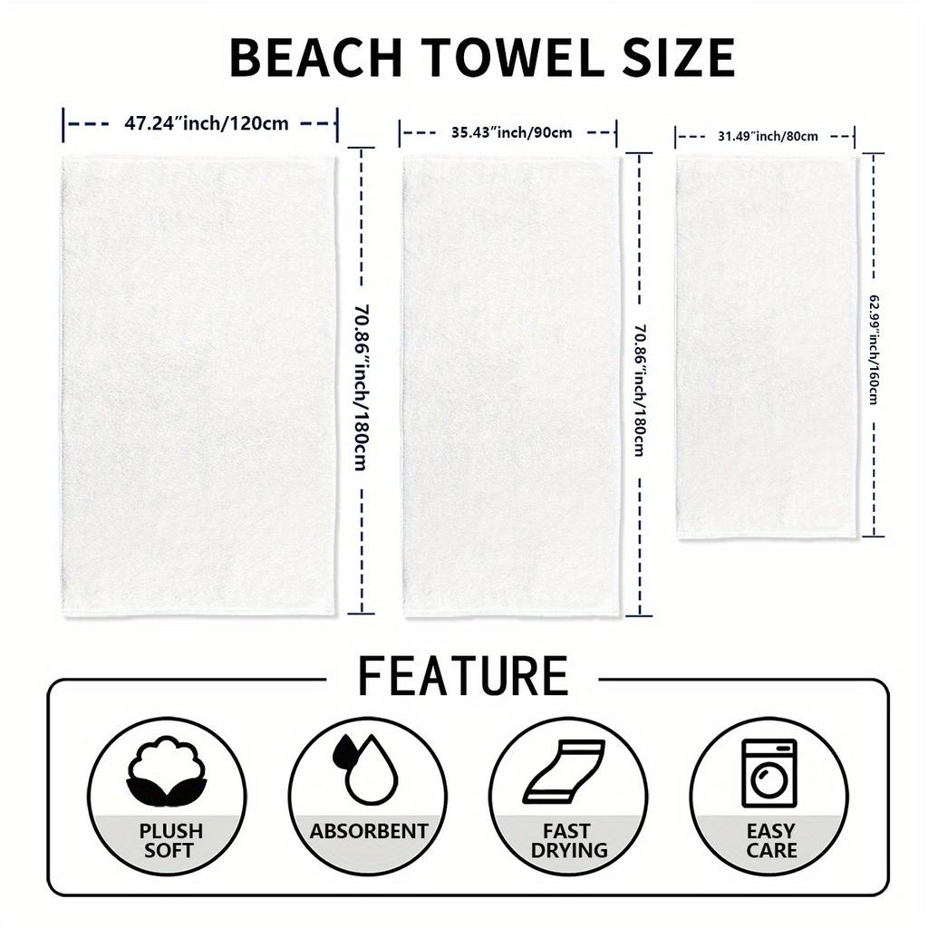 1pc "Your Beach Is My Way" Beach Towel - Ultrafine Microfiber, Quick-Dry, Rectangular, Contemporary Style with Cartoon
