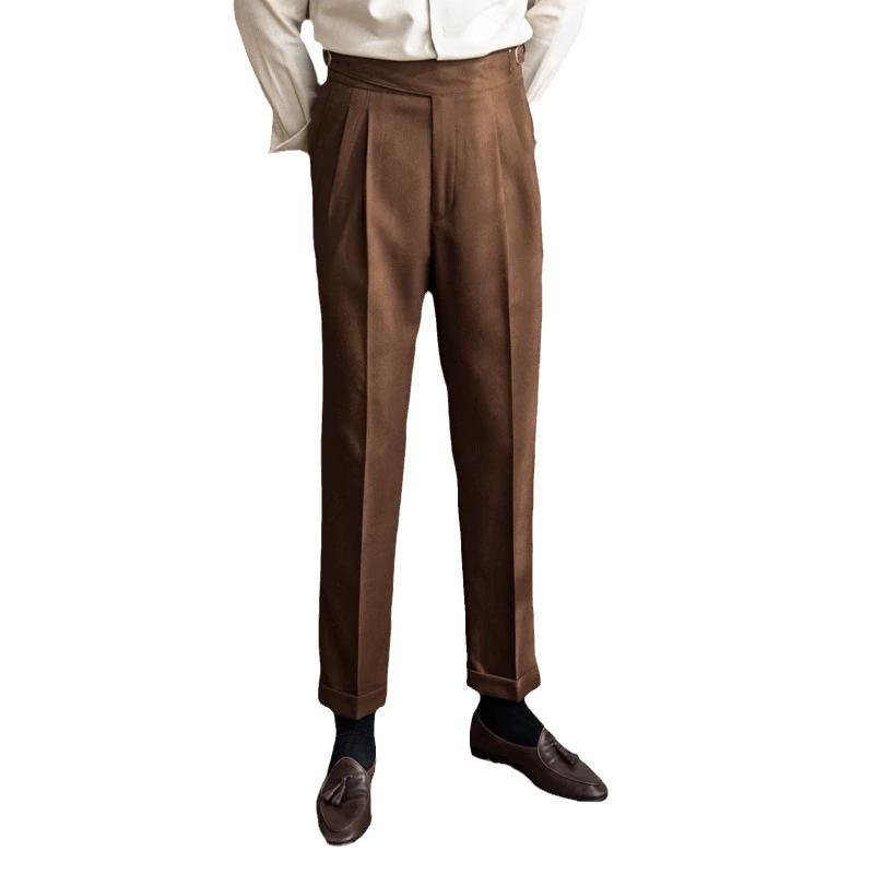 Autumn and Winter Italian Naples High Waisted Straight Leg British Men's Casual Versatile Trousers