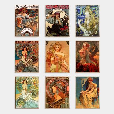 Vintage Woman Alphonse Mucha plakaty artystyczne i wydruki na płótnie obrazy na ścianach zdjęcia do dekoracji wnętrz w salonie bez ramki