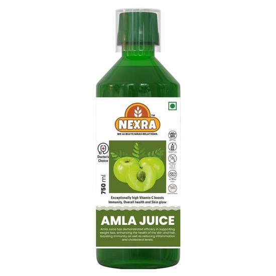 Nexra - Amla Juice 750ml | 100% Pure & Organic | Natural Vitamin C Source | Boosts Immunity & Supports Wellness | Ayurvedic Health Drink 750ML