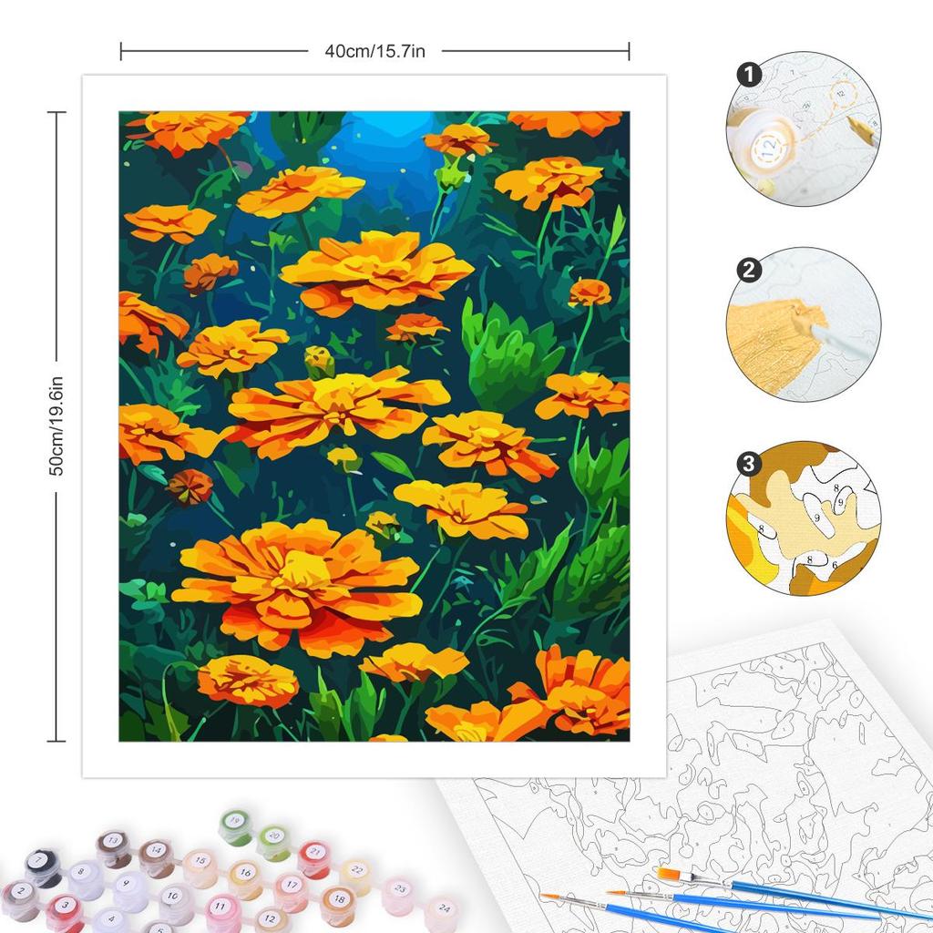 Frame Painting By Numbers Handmade Acrylic Yellow Flowers Home Decors Adults Crafts Diy Gift Picture 40x50cm