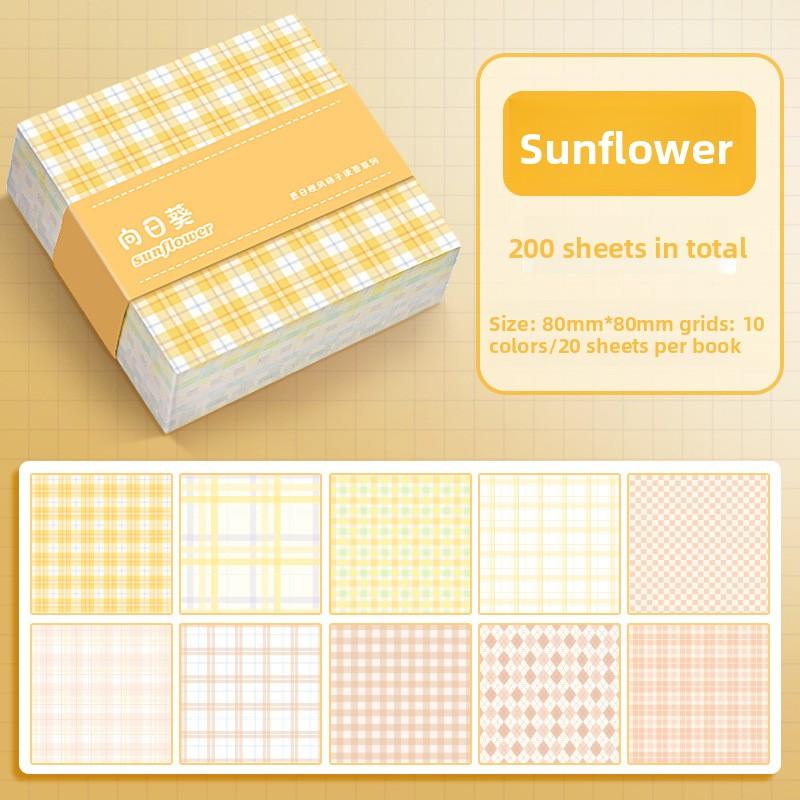 Simple Grid Square Notes Non-sticky Journal Diary Message Scrapbook Material Decorative Backing Paper Back To School  Memo Pad