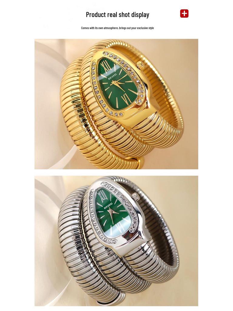 Schlangenförmiges Damen-Modearmband mit Quarzuhr - Kreativer Hip-Hop-Stil