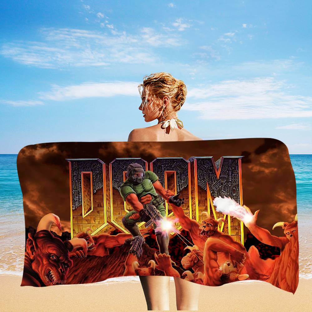 Game D-DoomS E-Eternal Microfiber Printed Beach Towel Mountain Climbing Yoga Beach Swimming Running Absorbent Soft Towel