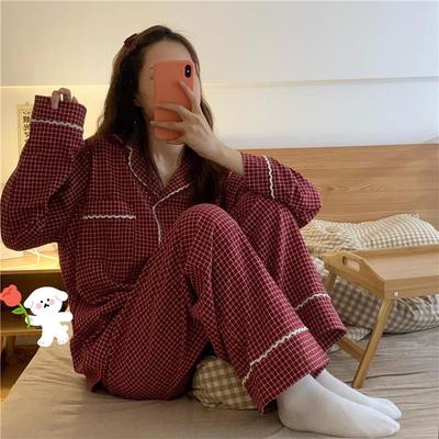 2024 Women's Korean Style Lapel Cardigan Pajamas: Spring/Autumn Long Sleeve & Pants for Graceful Home Wear