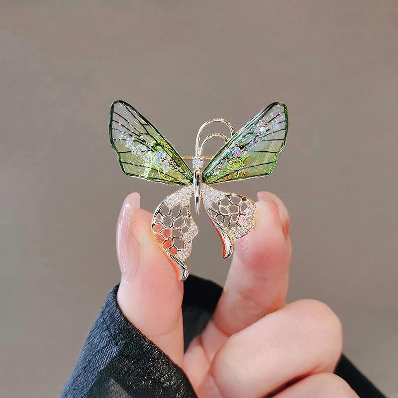New Women Crystal Rhinestone  Brooches Butterfly Badge Pin Vintage  Elegant Zircon Pins Weddings Office Party Scarf Pin Jewelry