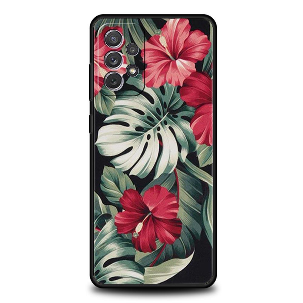 Vintage Banana Leaf Flower Case for Samsung A51 A71 A21S A12 A11 A15 A25 A31 A41 A52 A32 A23 A33 A53 A73 A03S A05S A13 5G Cover