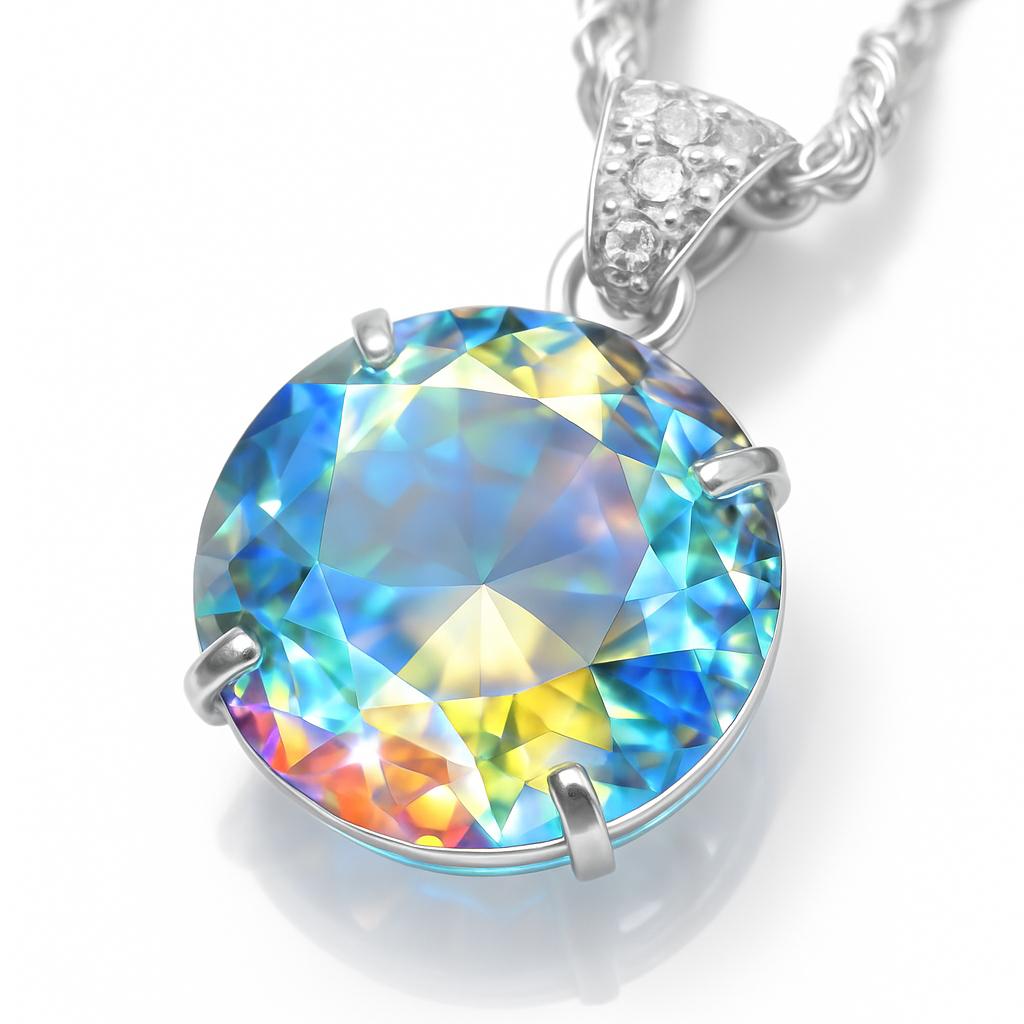 70 Ct Natural Mystic Topaz Multi Color 925 Sterling Silver Pendant