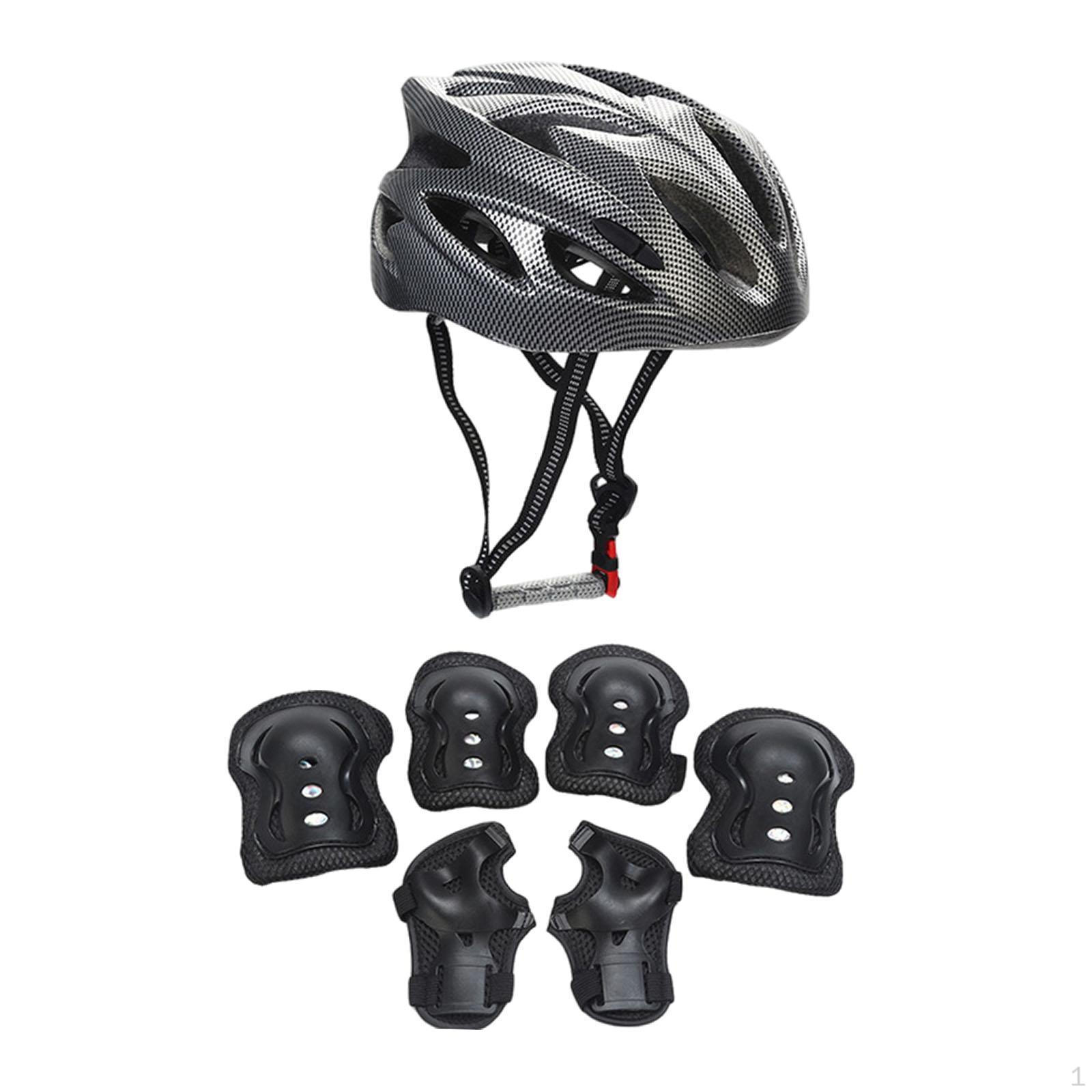 

Дитячий набір шолома та захисту Велосипедне спорядження Зручна шапка Катання на ковзанах Коліно Лікоть Зап ястя для чорний