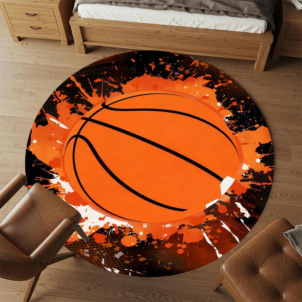 1PC Basketball Splash Round Chair mat Area Rug - Non-Slip, Floor Mat for Office, Bedroom, and Indoor Decor -Gift D1127215