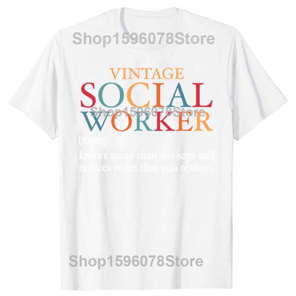 T-shirt Divertenti Definizione Assistente Sociale Vintage Uomo Donna Casual Cotone Umorismo Streetwear Maglietta Manica Corta Abbigliamento Unisex