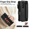 Crossbody Lanyard Leather Phone Case for Samsung Galaxy Z Fold 3 4 5 6 7 with Wristband Wallet Card Holder Protective Cover