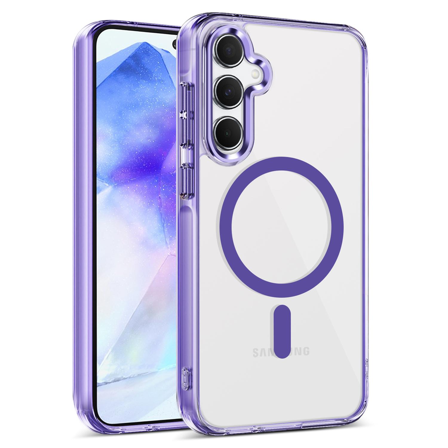 

For Samsung Galaxy A55 5G Case Compatible with MagSafe TPU+PC Clear Phone Cover Purple