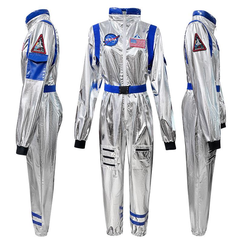 Halloween adult space costume silver spacesuit pilot stray earth party play jumpsuit