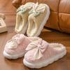 Bow cotton slippers women's autumn and winter thick-soled indoor comfortable and lightweight plush warm confinement shoes