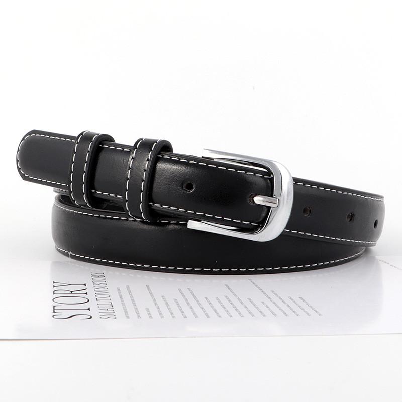 Pu Ladies Leather Belt With Metal Pin Fastener For Office And Daily Outfits