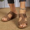 Women's Floral Platform Single Strap Sandals, Retro Chunky Heel Summer Slides