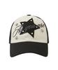 Aejeuyua Star Lettering Studded Ball Cap Black