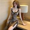 Leopard Print Dress Pajamas Women Korean Basic Classic Vintage Sling Nightdress Lace Bow Suit Homewear