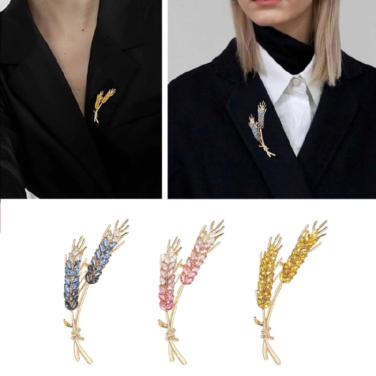 Fashionable Wheat Ear Brooches Ornament Sparkling Crystal Pins Lapel Pins